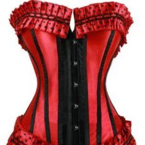 Red Polka Dot Corset Lingerie - Channel Your Inner Pin-Up Glamour! ❤️🖤